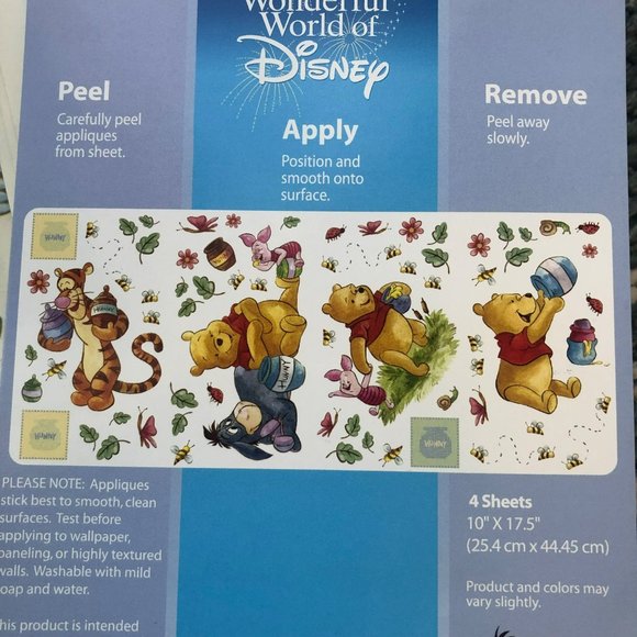 Winnie the Pooh Self-Stick Adhesive Wall Art Peel & Remove 4 10"x17.5" sheets - Picture 3 of 9